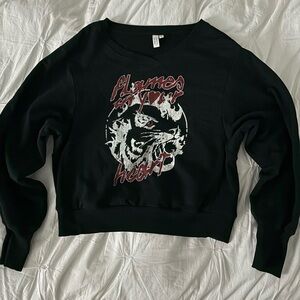 Black Cropped Graphic Sweater & other stories Size US 10 UK 40